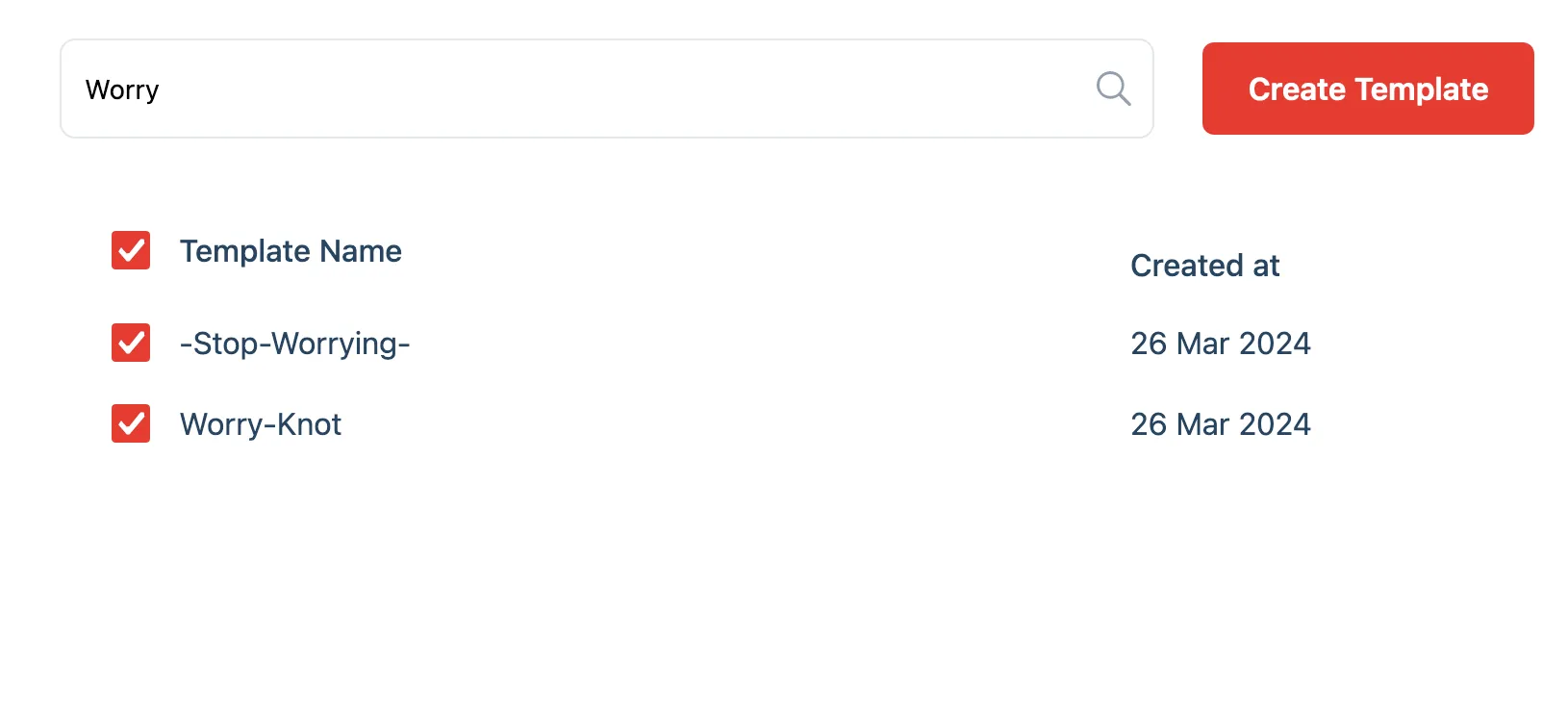 template search result for worry