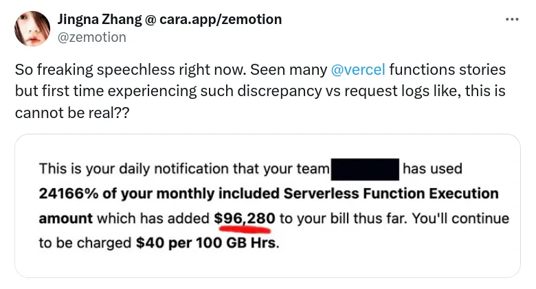 someone got $100K bill from Vercel because they didn&#x27;t set the billing