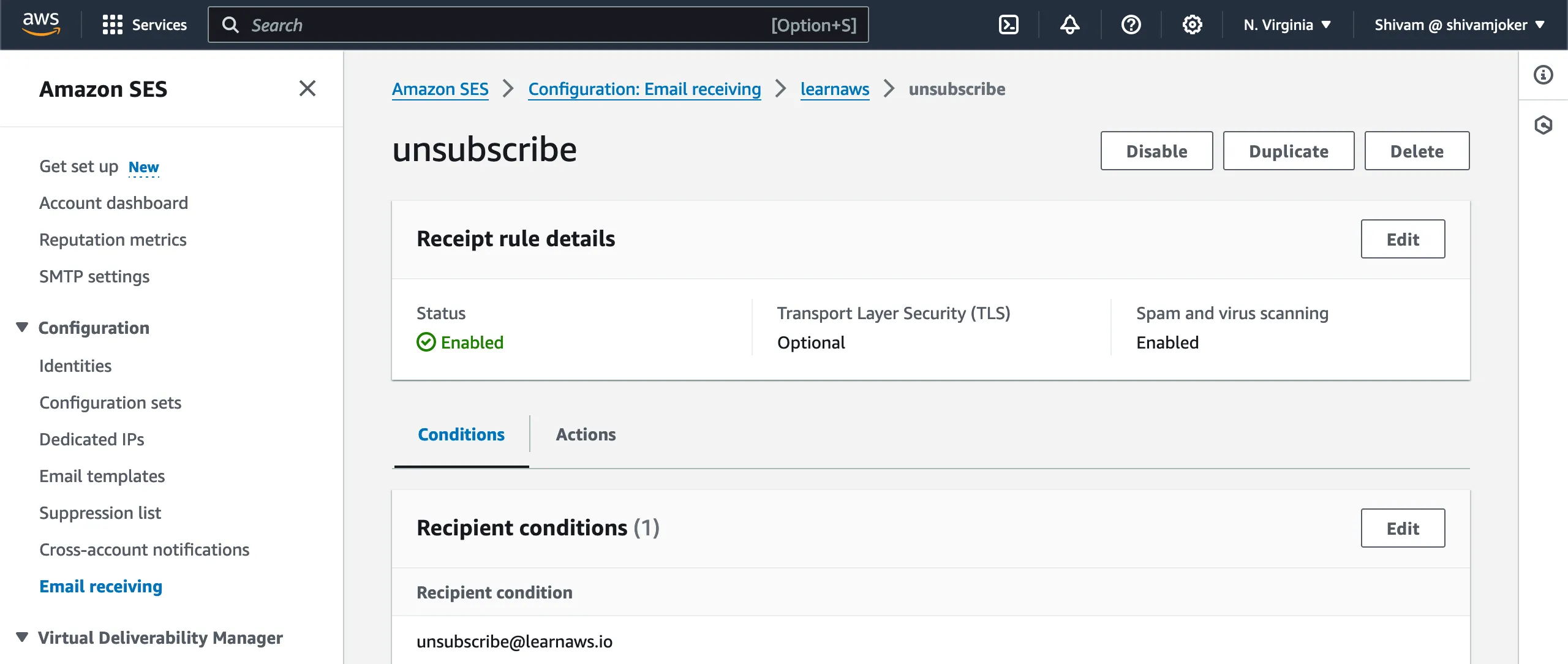 Amazon SES rule for setting up one click unsubscribe