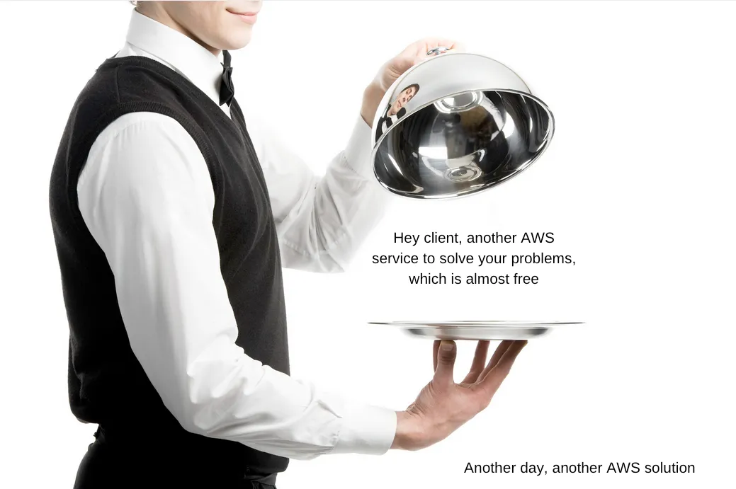 waiter serving aws services like its an ad